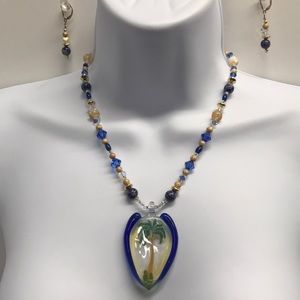 Artisan Lampwork Pendant Necklace & Earring Set